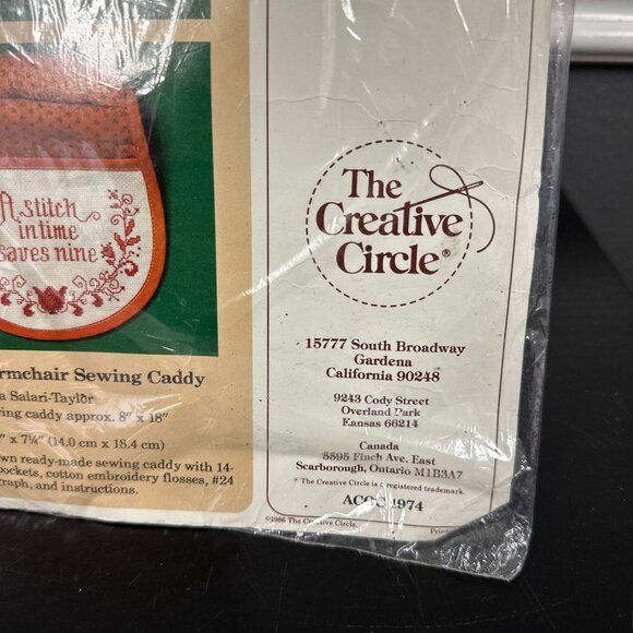 Vtg 80's Creative Circle Blue Armchair Sewing Caddy Cross Stitch Kit NOS - Picture 2 of 5